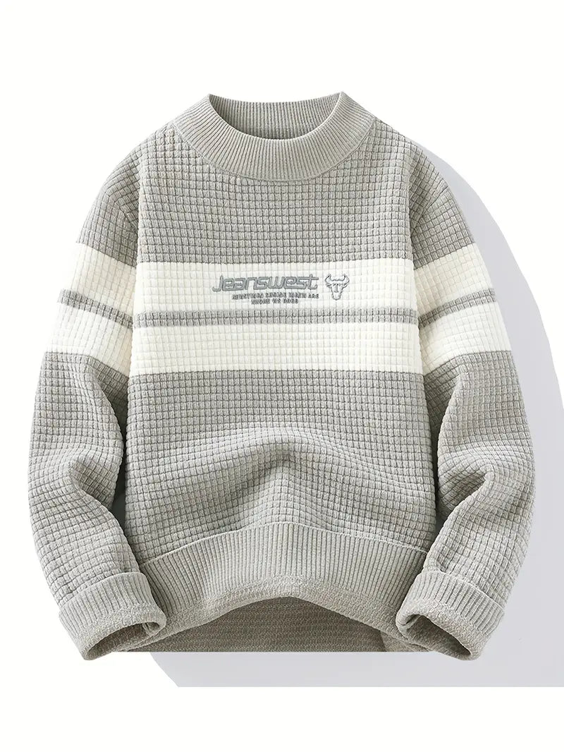 Decorail™ Block Stripe Textured Knit – Cream & Gray