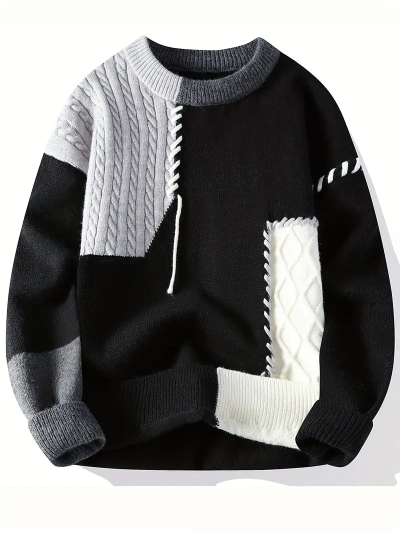 Decorail™ Tonal Patchwork Knit Pullover – Unisex