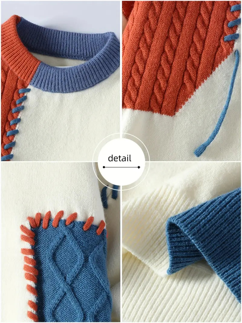 Decorail™ Tonal Patchwork Knit Pullover – Unisex