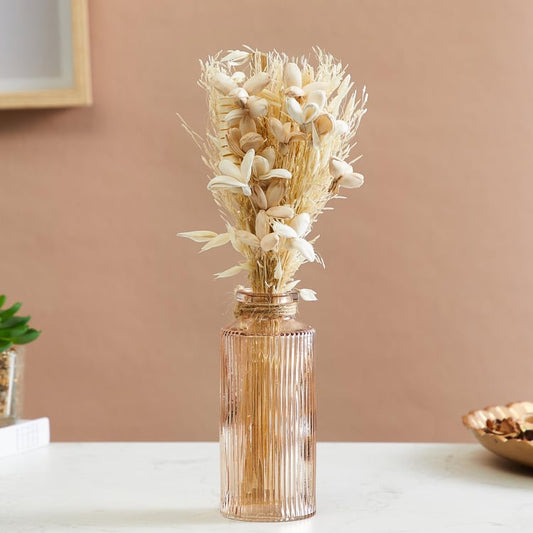 Verona Grace Artificial Petal Trio in Glass Vase – 28 cm