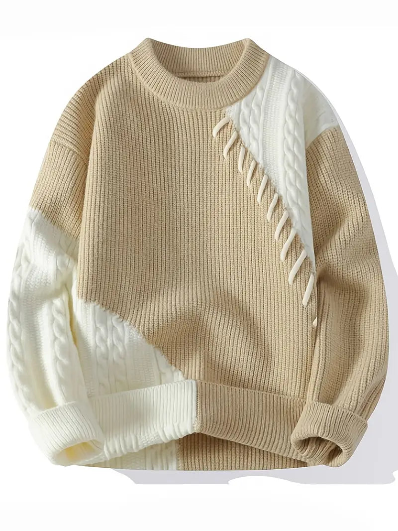 Decorail™ Patchwork Neutrals Sweater – Beige Ivory Mix
