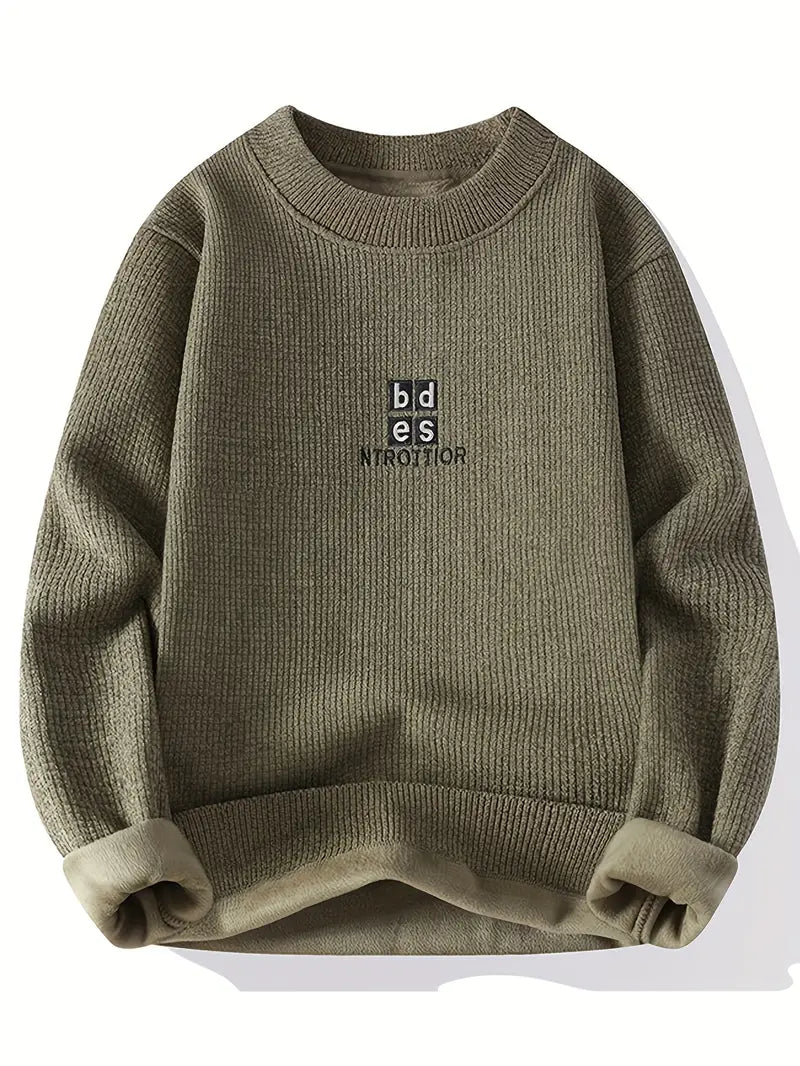Decorail™ Clean Stitch Embroidered Sweater – Olive Green