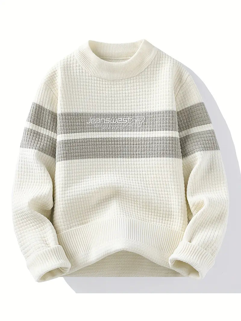 Decorail™ Block Stripe Textured Knit – Cream & Gray