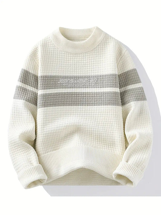 Decorail™ Block Stripe Textured Knit – Cream & Gray