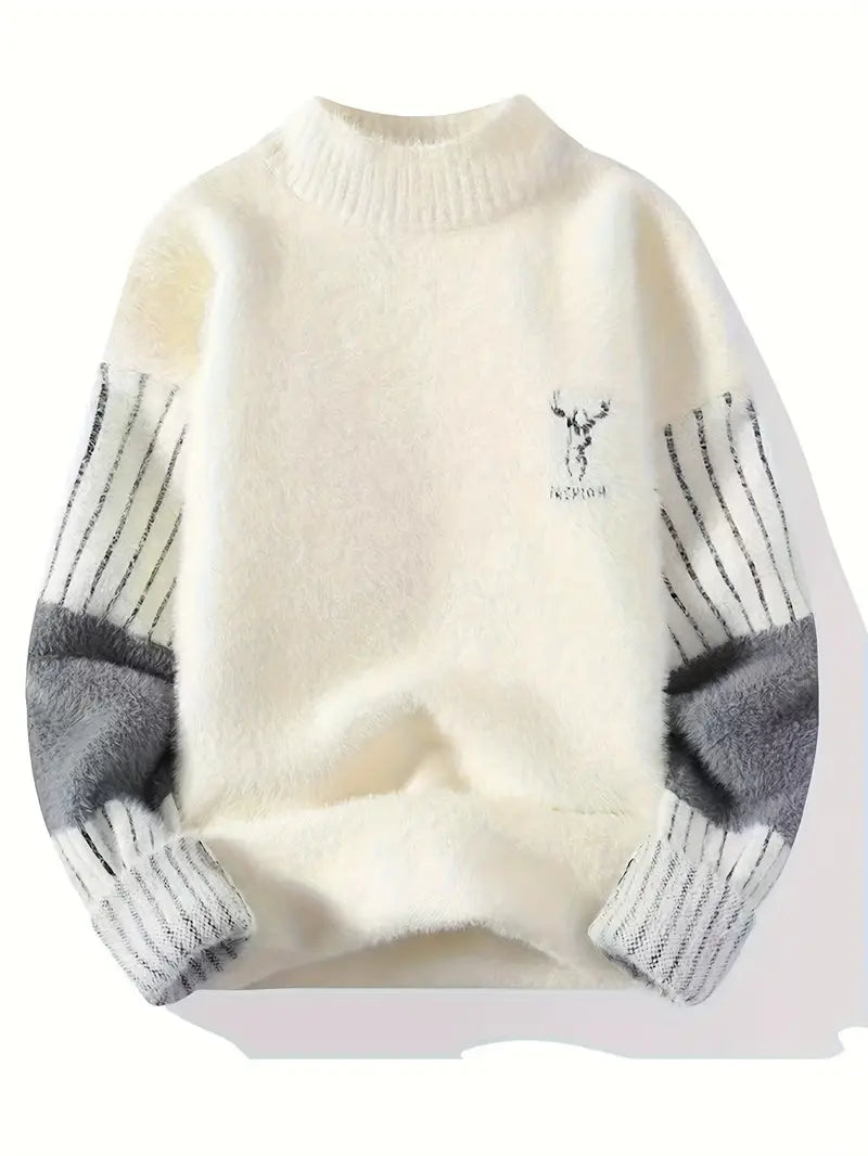 Decorail Woodland Deer Sweater – Soft Knit Cream & Gray