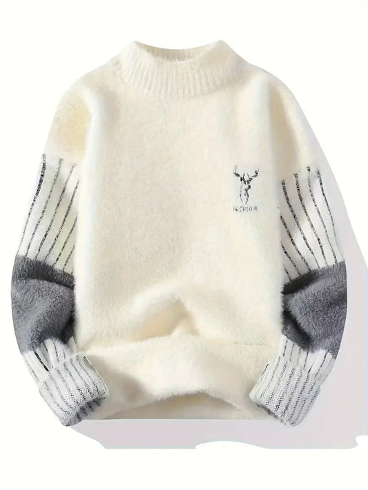 Decorail Woodland Deer Sweater – Soft Knit Cream & Gray