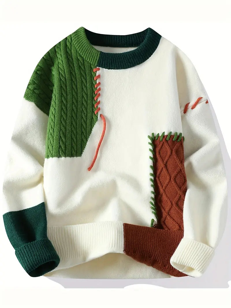 Decorail™ Tonal Patchwork Knit Pullover – Unisex