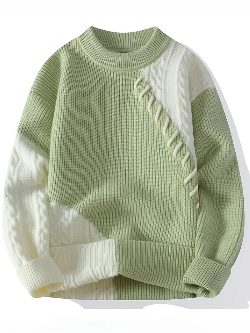 Decorail™ Patchwork Neutrals Sweater – Beige Ivory Mix