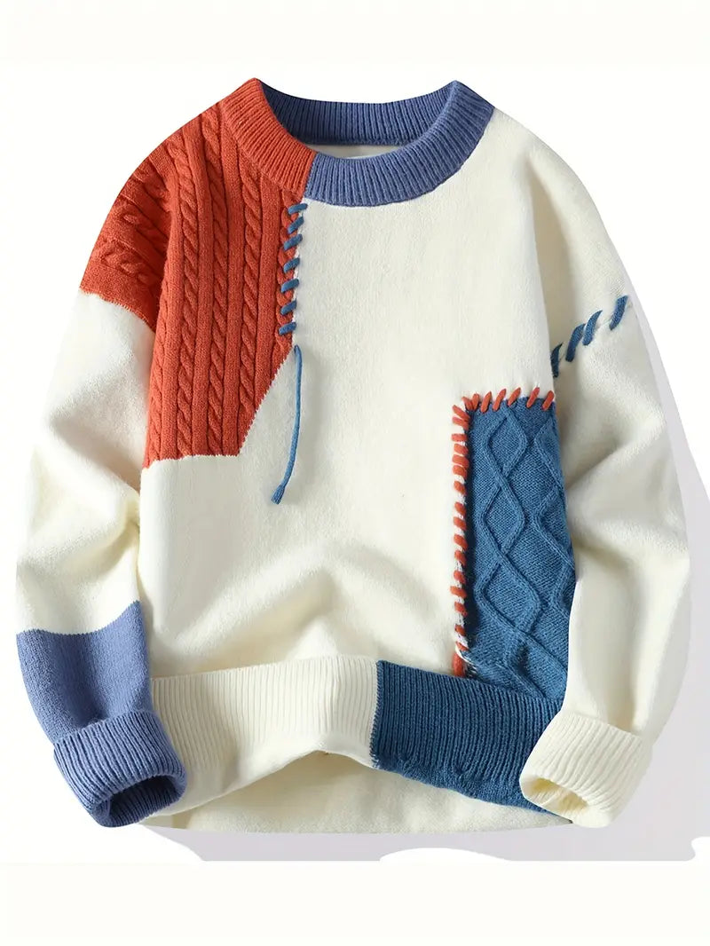 Decorail™ Tonal Patchwork Knit Pullover – Unisex