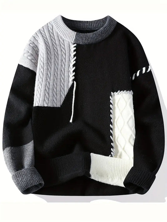 Decorail™ Tonal Patchwork Knit Pullover – Unisex