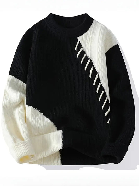 Decorail™ Patchwork Neutrals Sweater – Beige Ivory Mix