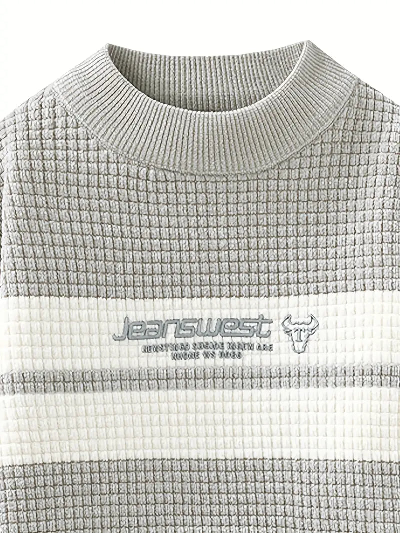 Decorail™ Block Stripe Textured Knit – Cream & Gray