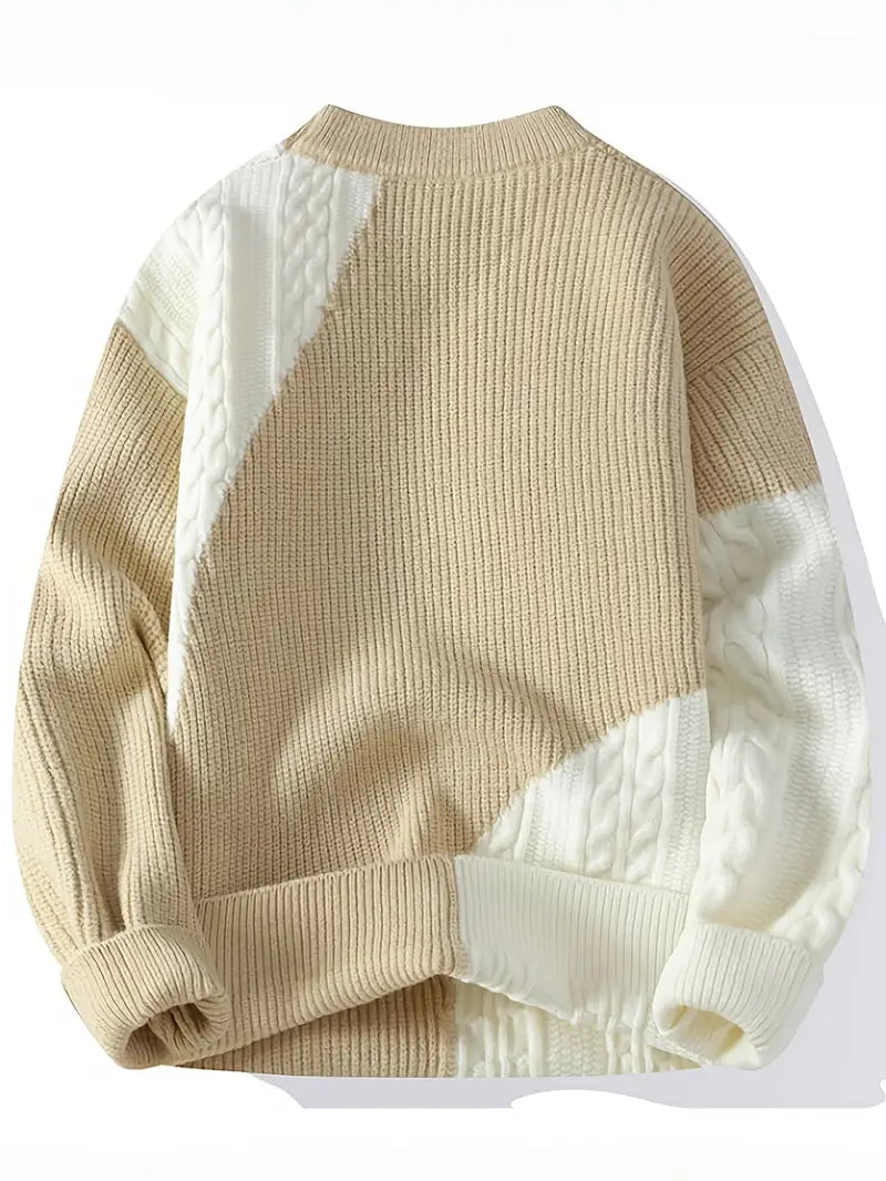Decorail™ Patchwork Neutrals Sweater – Beige Ivory Mix