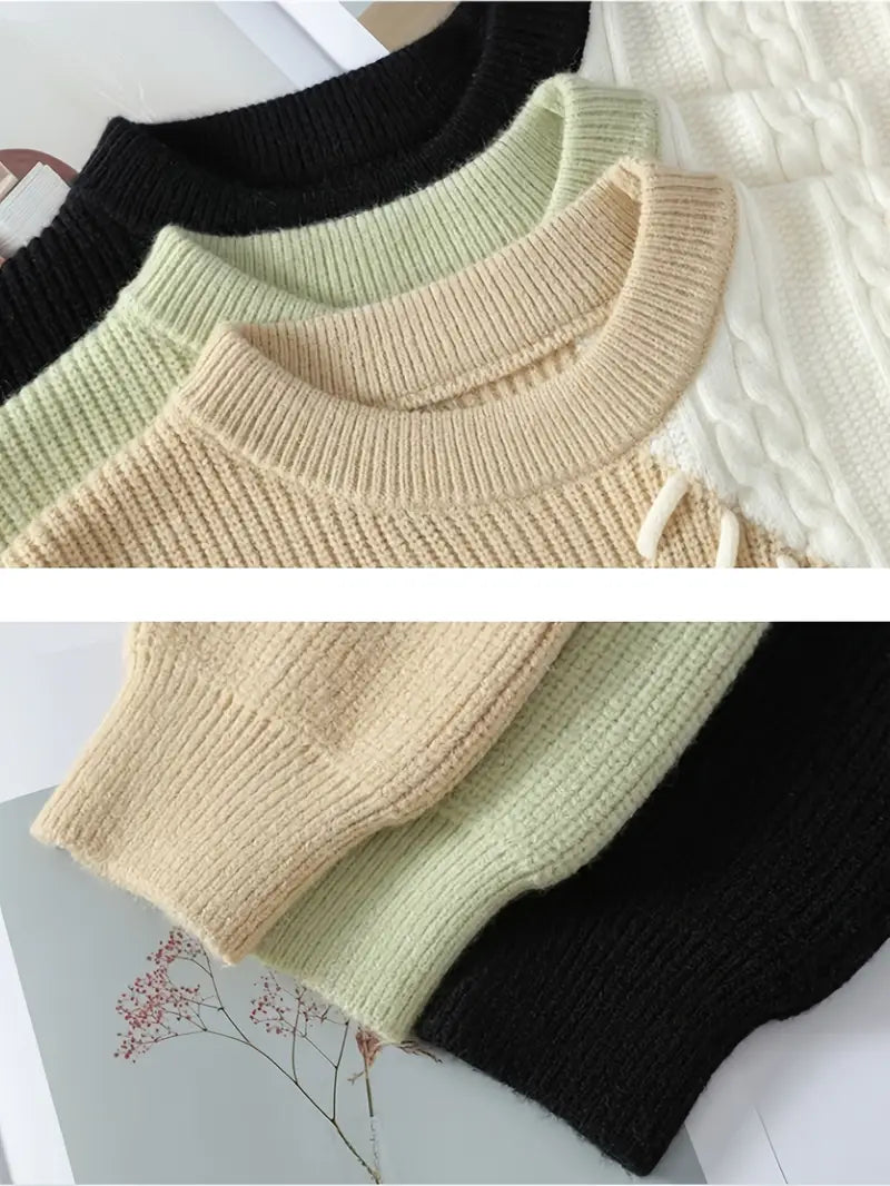 Decorail™ Patchwork Neutrals Sweater – Beige Ivory Mix