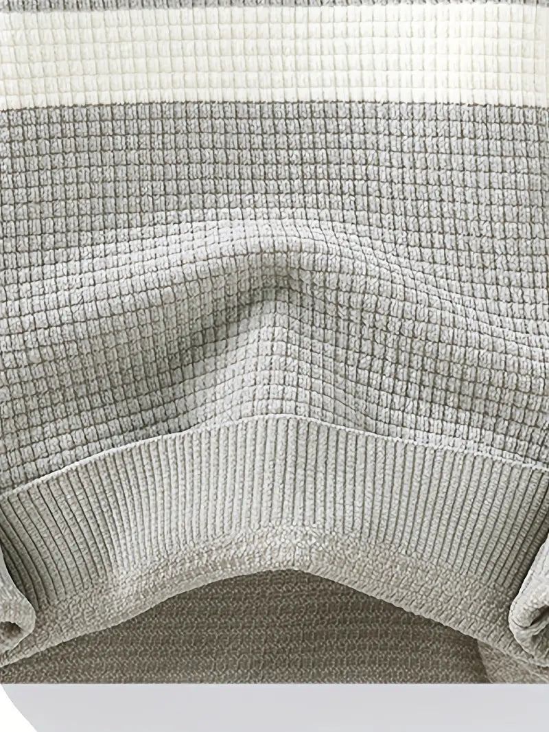 Decorail™ Block Stripe Textured Knit – Cream & Gray