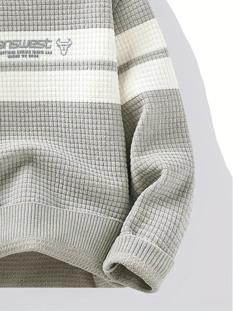 Decorail™ Block Stripe Textured Knit – Cream & Gray