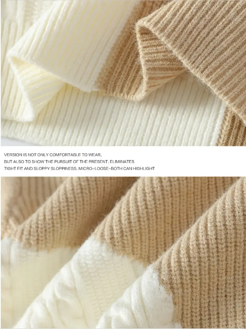Decorail™ Patchwork Neutrals Sweater – Beige Ivory Mix